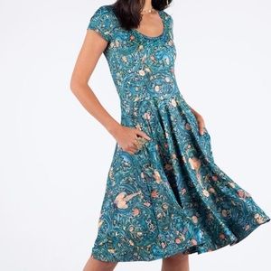 Black Milk Flora Cap Sleeve Pocket Midi Dress